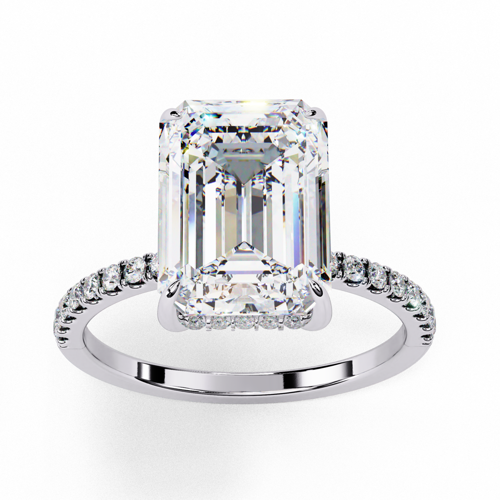 2.80Ct Emerald Cut Lab Grown Diamond Engagement Ring : ZY-021