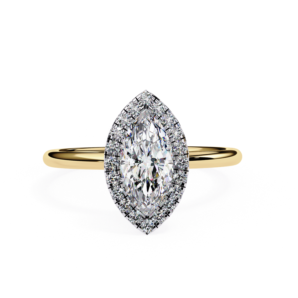 1Ct Marquise Cut Lab Grown Diamond Halo Engagement Ring : ZY-045