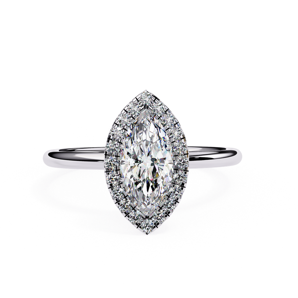 1Ct Marquise Cut Lab Grown Diamond Halo Engagement Ring : ZY-045