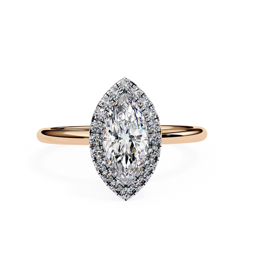 1Ct Marquise Cut Lab Grown Diamond Halo Engagement Ring : ZY-045