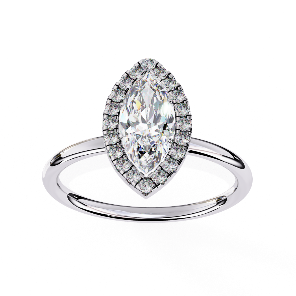 1Ct Marquise Cut Lab Grown Diamond Halo Engagement Ring : ZY-045