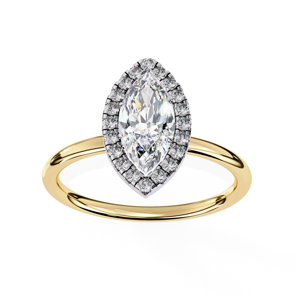 1Ct Marquise Cut Lab Grown Diamond Halo Engagement Ring : ZY-045