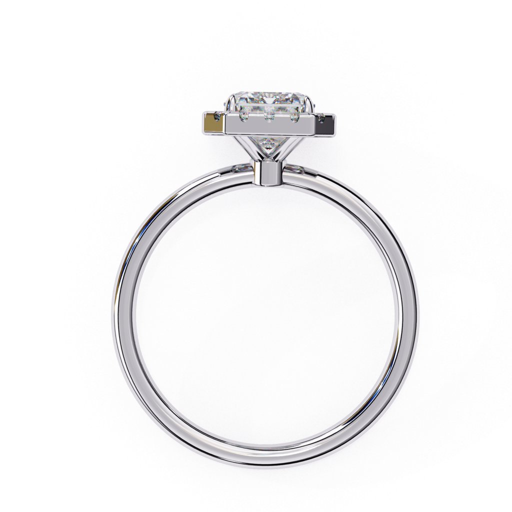 1.83Ct Emerald Cut Lab Grown Diamond Halo Engagement Ring : ZY-048
