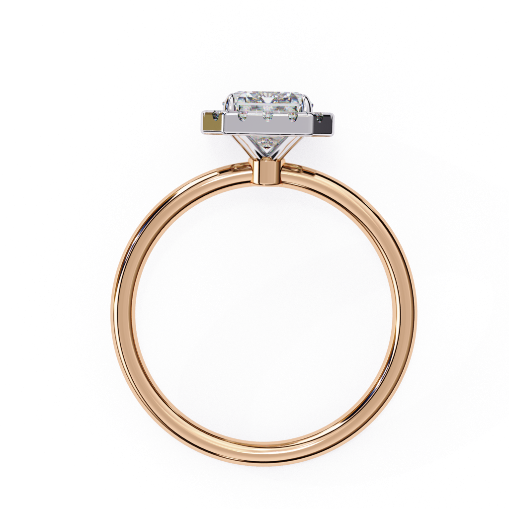 1.83Ct Emerald Cut Lab Grown Diamond Halo Engagement Ring : ZY-048