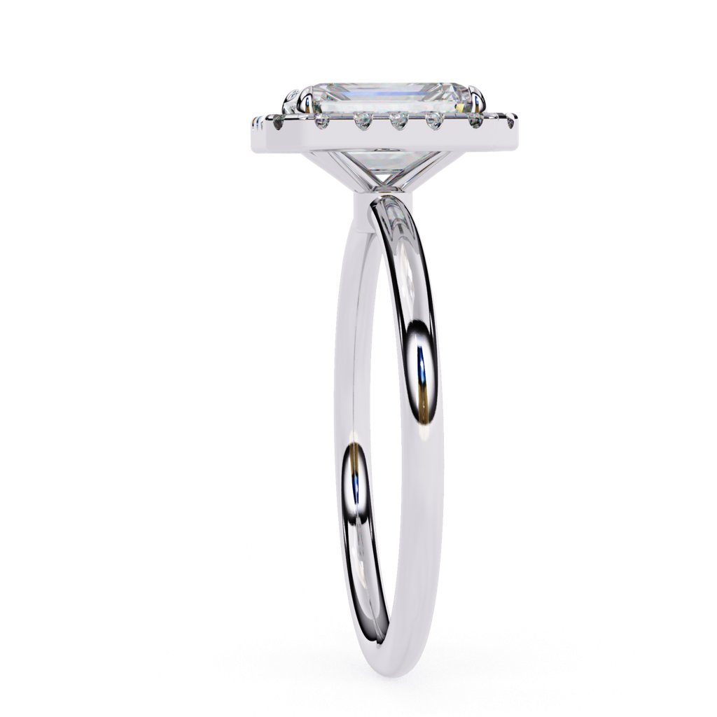 1.83Ct Emerald Cut Lab Grown Diamond Halo Engagement Ring : ZY-048