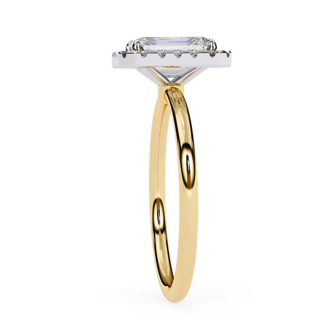 1.83Ct Emerald Cut Lab Grown Diamond Halo Engagement Ring : ZY-048
