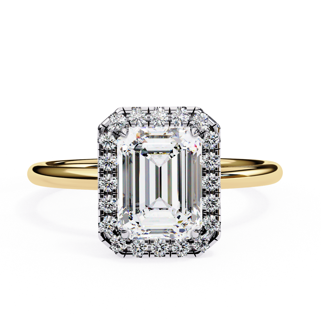 1.83Ct Emerald Cut Lab Grown Diamond Halo Engagement Ring : ZY-048