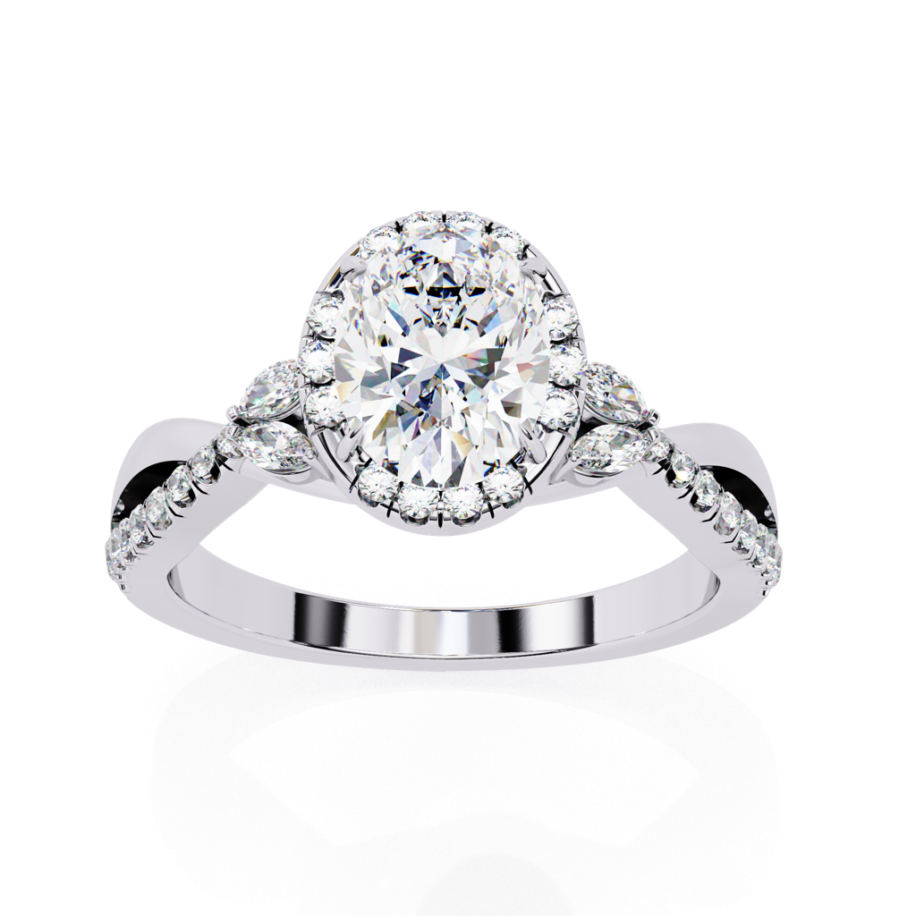1Ct Oval Cut Lab Grown Diamond Cross Over Engagement Ring : ZY-039