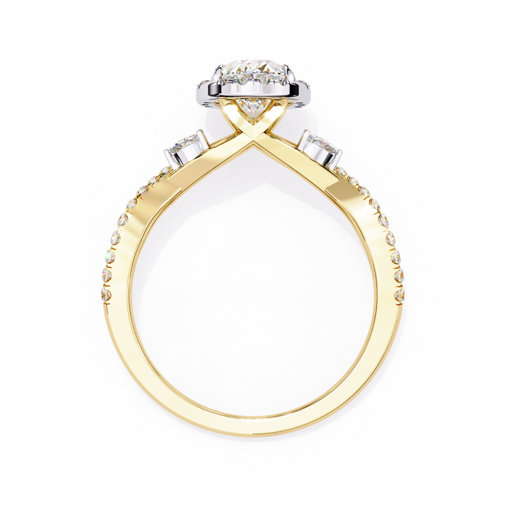 1Ct Oval Cut Lab Grown Diamond Cross Over Engagement Ring : ZY-039
