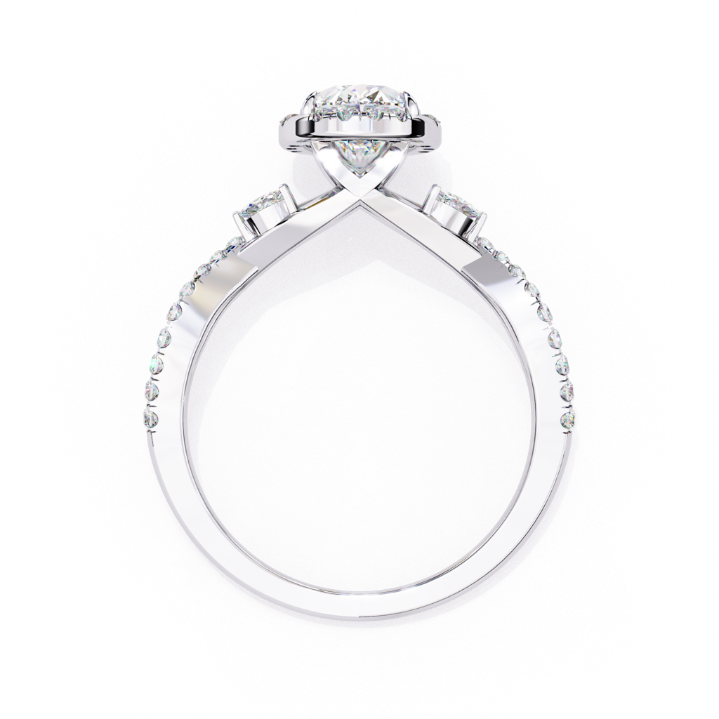 1Ct Oval Cut Lab Grown Diamond Cross Over Engagement Ring : ZY-039