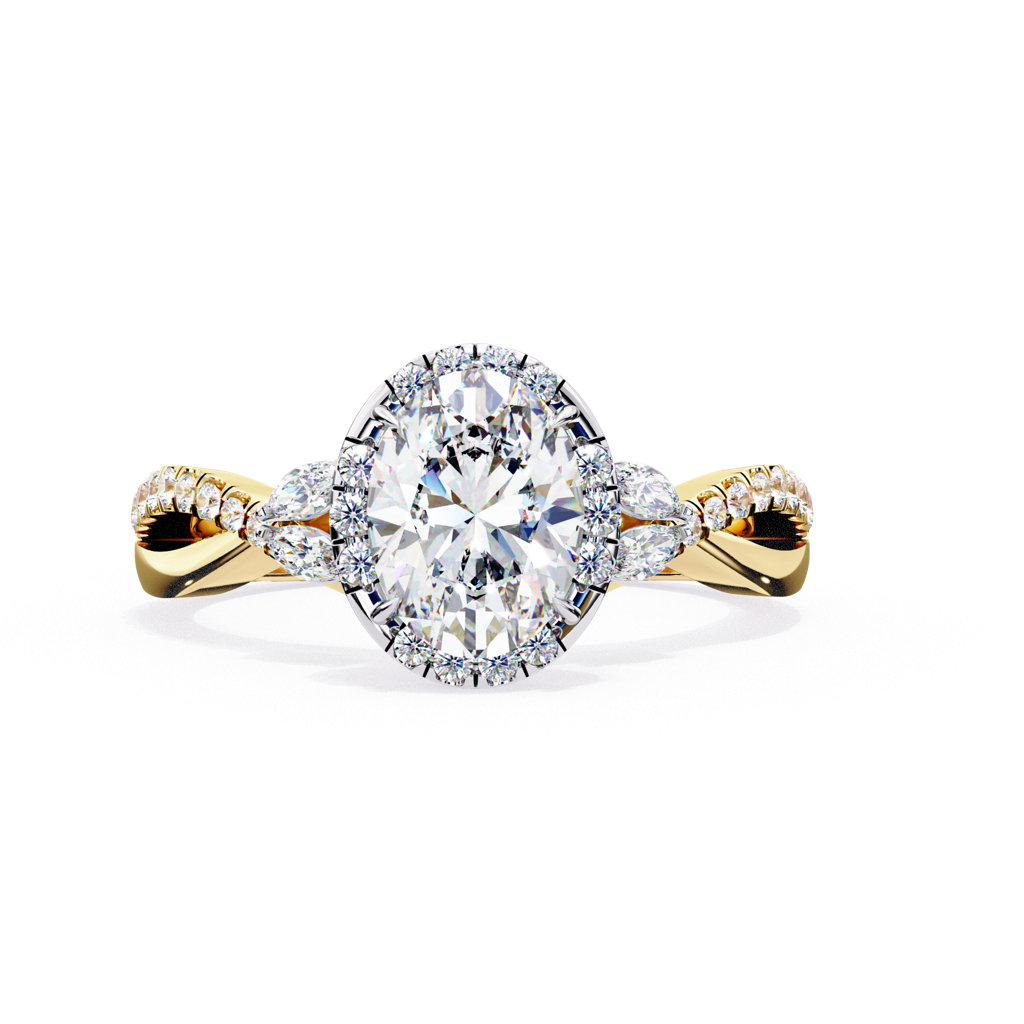 1Ct Oval Cut Lab Grown Diamond Cross Over Engagement Ring : ZY-039