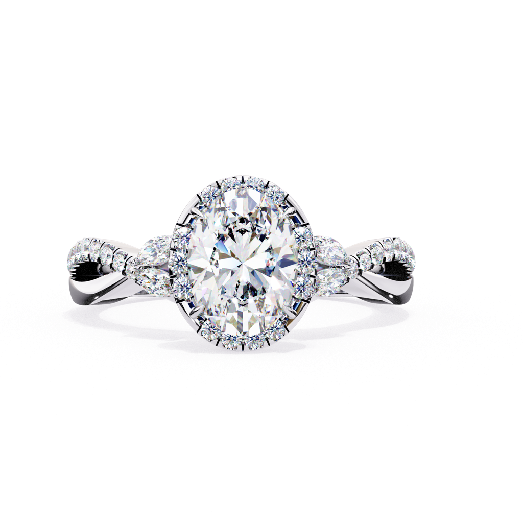 1Ct Oval Cut Lab Grown Diamond Cross Over Engagement Ring : ZY-039