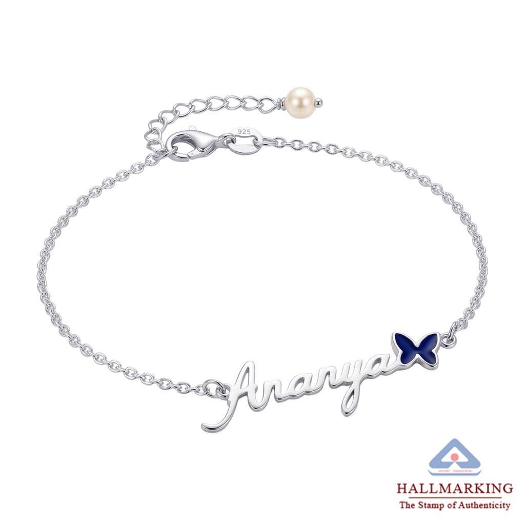 Farfalla Personalized Name Butterfly Charm Women'S Anklet : CAN01SL