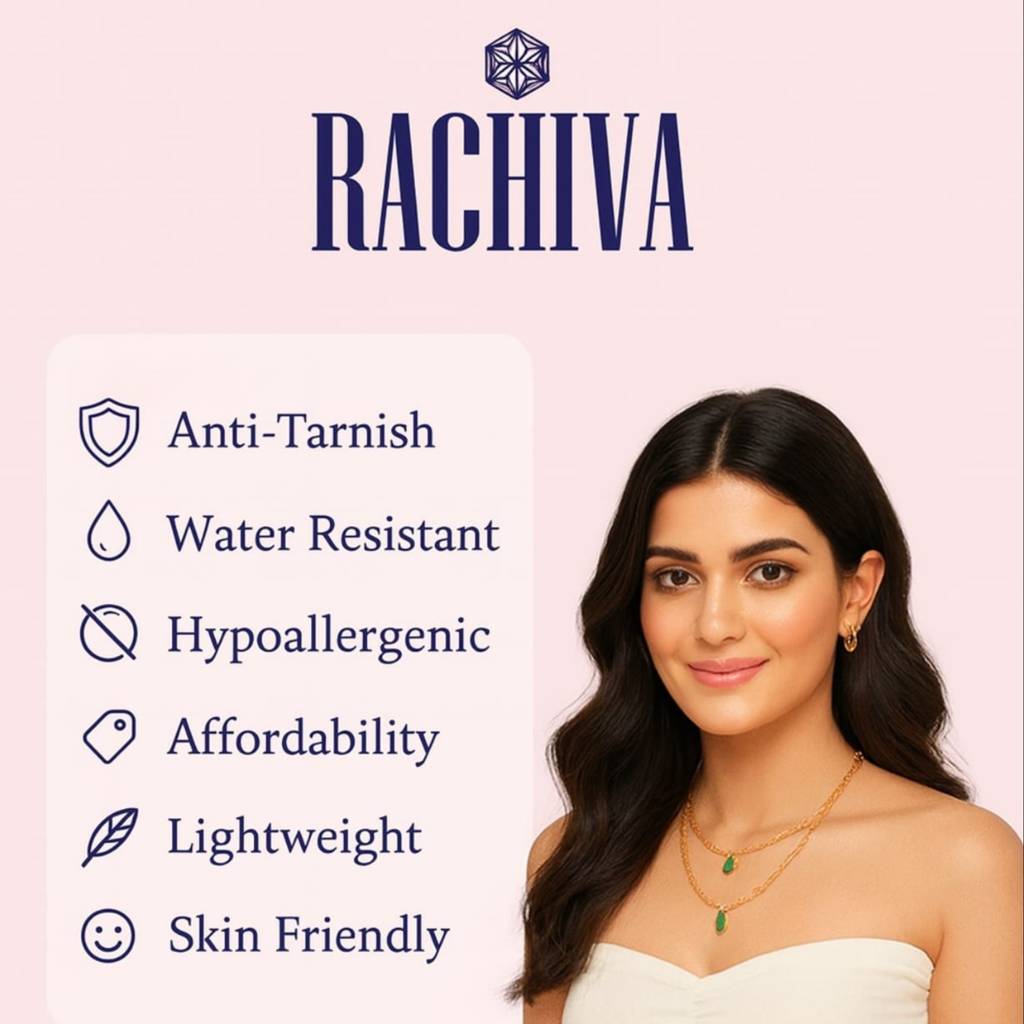 18K Gold Plated Multicolour Heart Charm Necklace : RJFSPN49