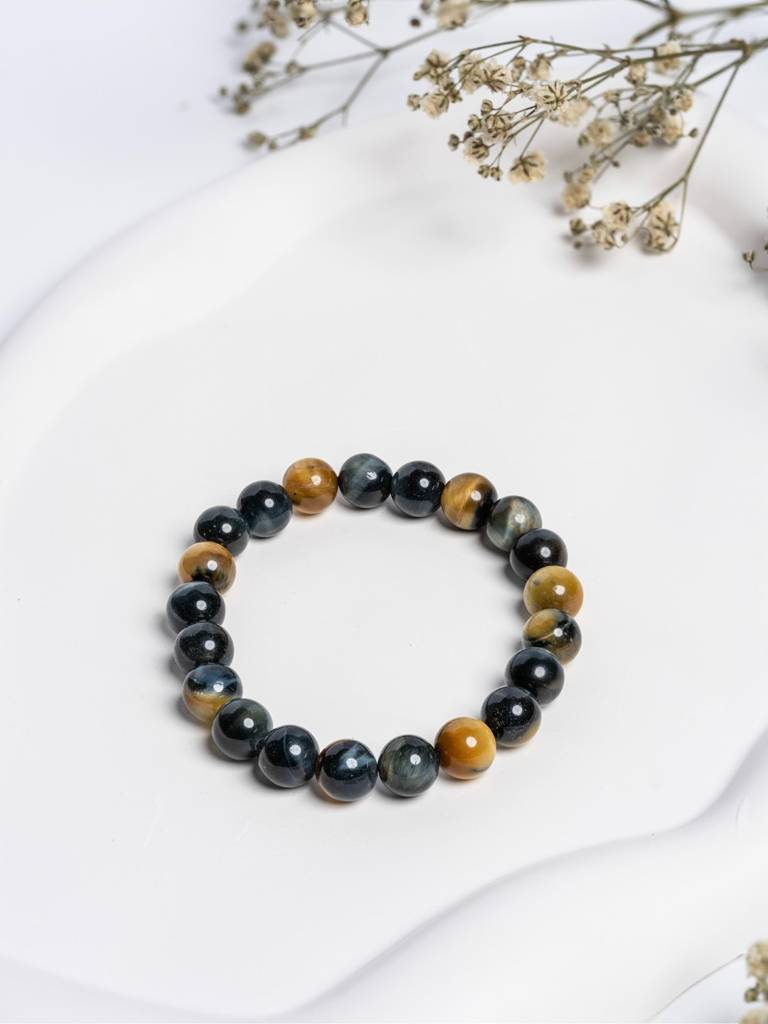 Blue Gold Tigers Eye Bracelet : LAABL155-65-S