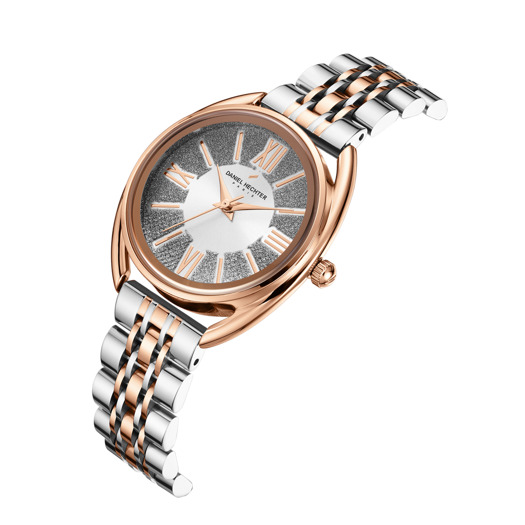 Daniel Hechter Paris Neuilly Collection Analog Watch For Women Â Roman Indexes, Shimmer Round Dial And Stainles : DHW2007-11