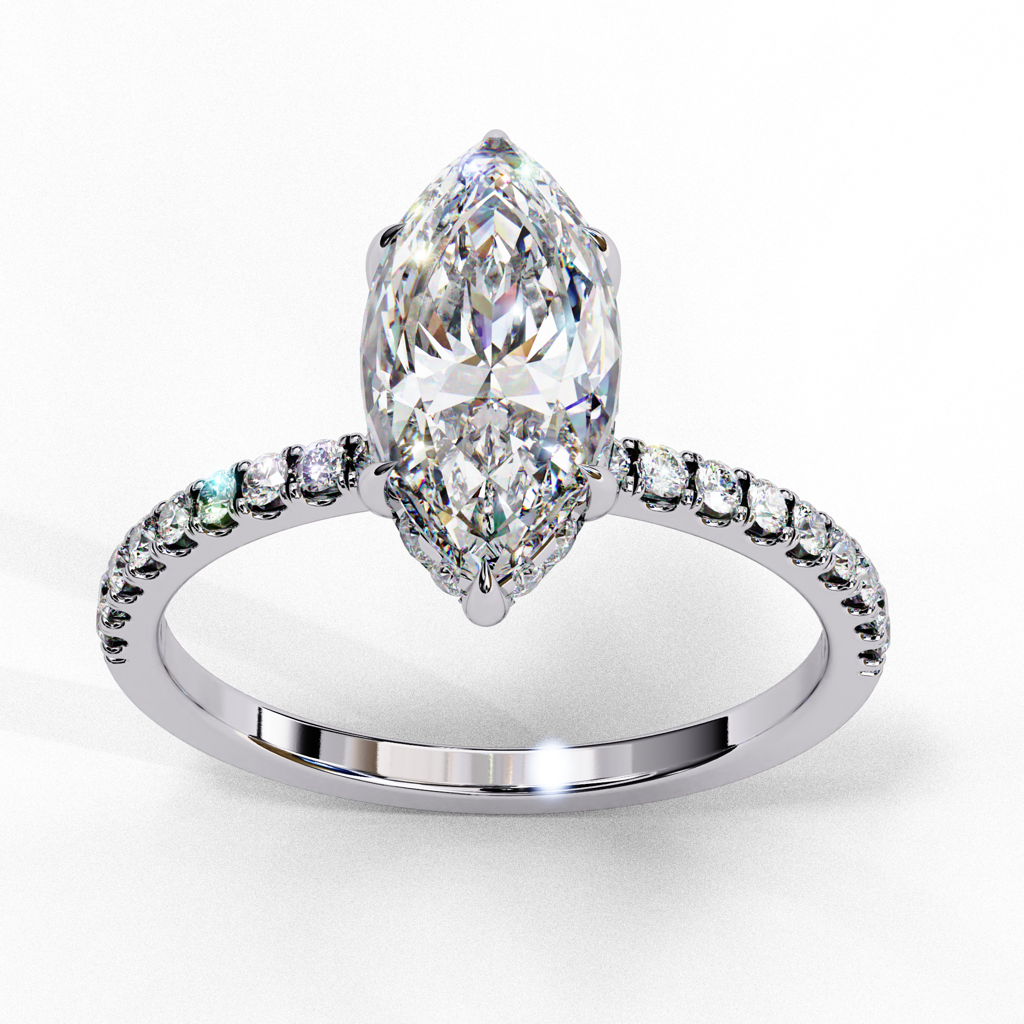 1.72Ct Marquise Cut Lab Grown Diamond Engagement Ring : ZY-024