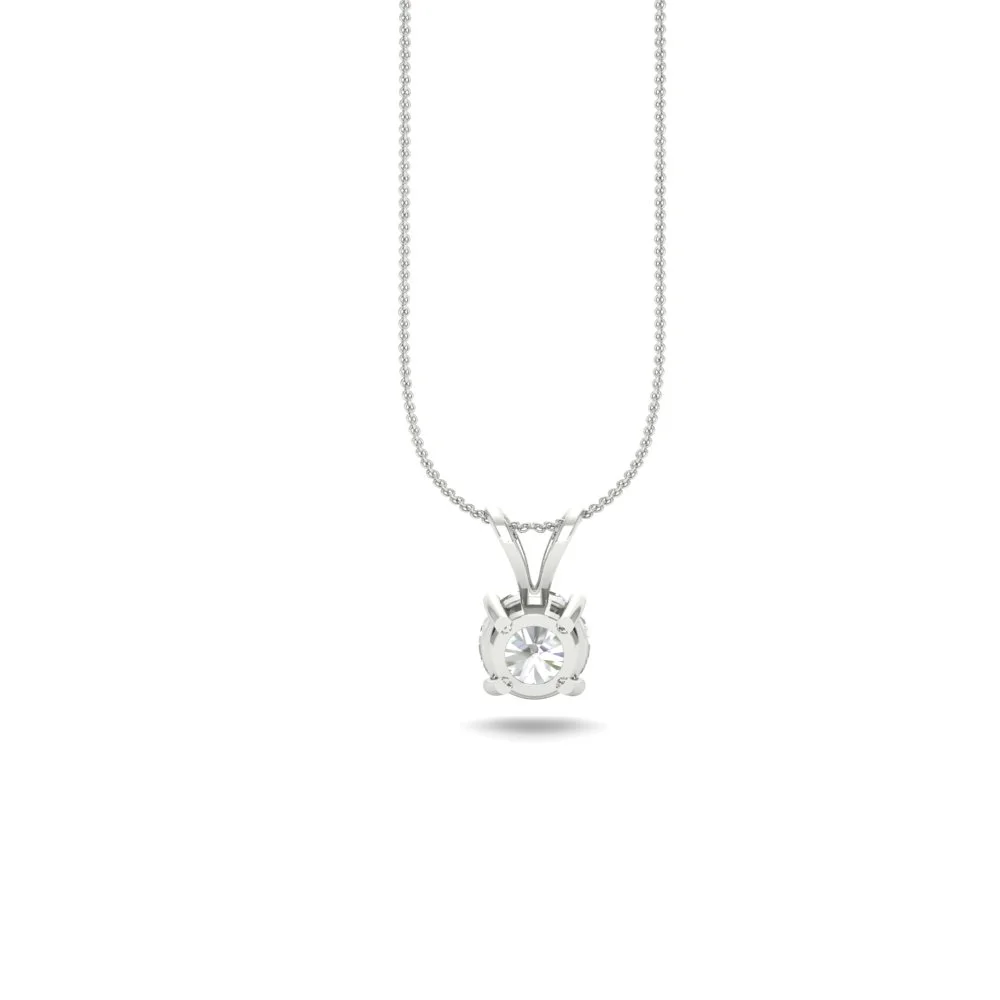 Round Cut Moissanite Women Solitaire Pendant Necklace 14K Gold Plated : FJ_020