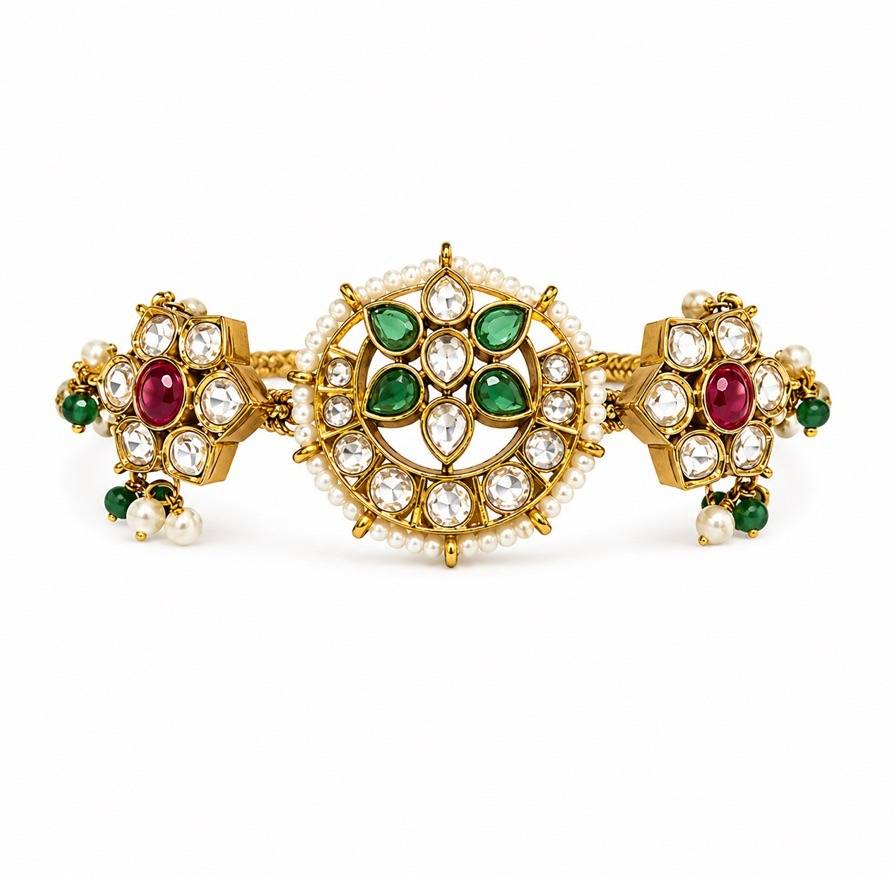 Ruby & Emerald Kundan Pearl Bracelet : PR-283B