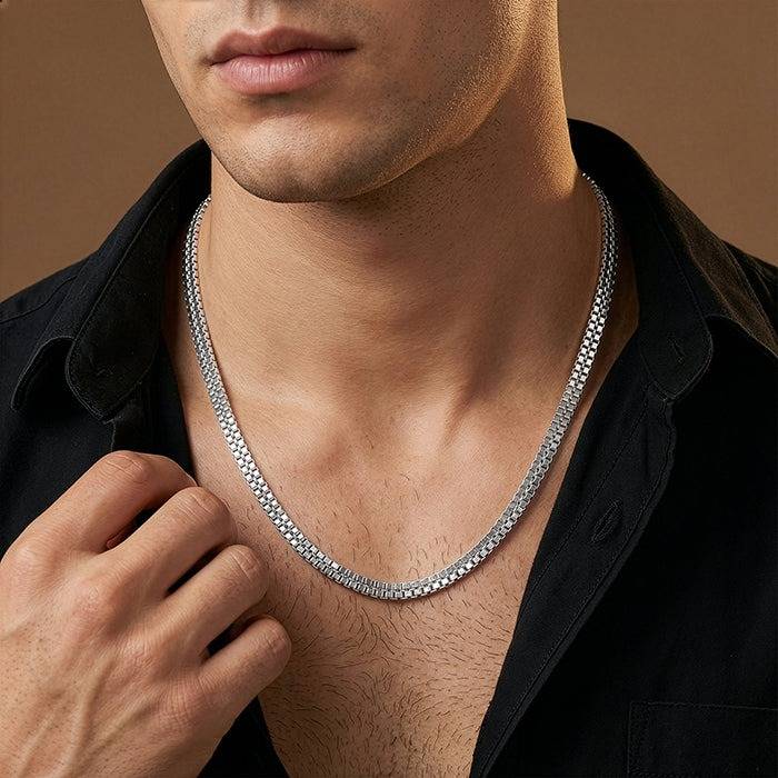 925 Silver Double Box Chain For Him|Chains For Men & Boys|With Certificate Of Authenticity And 925 Stamp |6 Months Wa : CH0277