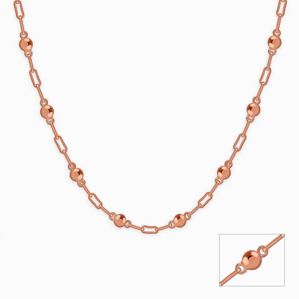 925 Silver Rose Gold Linea Bead Chain|Gifts For Women And Girls | With Certificate Of Authenticity And 925 Stamp | 6  : CH0284