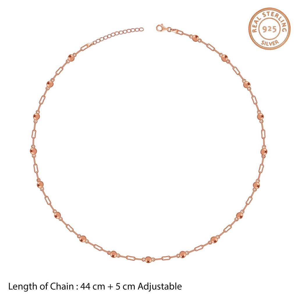 925 Silver Rose Gold Linea Bead Chain|Gifts For Women And Girls | With Certificate Of Authenticity And 925 Stamp | 6  : CH0284