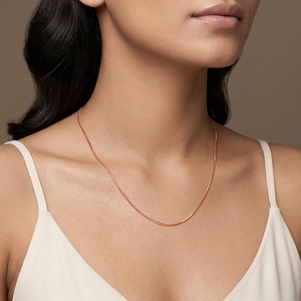 925 Silver Rose Gold Slim Snake Chain|Gifts For Women And Girls | With Certificate Of Authenticity And 925 Stamp | 6  : CH0328