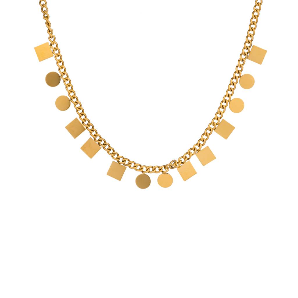 Bold Chunky Geometric Chain Necklace - 18K Gold Plated : 100004