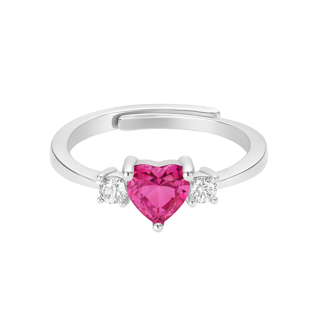 925 Silver Pink Gemstone Heart Ring | 925 Sterling Silver Romantic Ring For Women | Perfect Gift For Her : S-R-R-117
