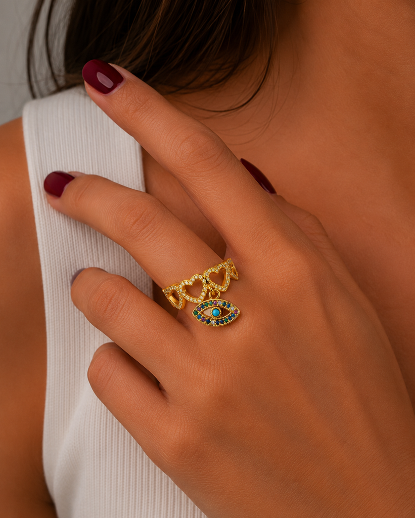 Evil Eye Heart Ring : R256