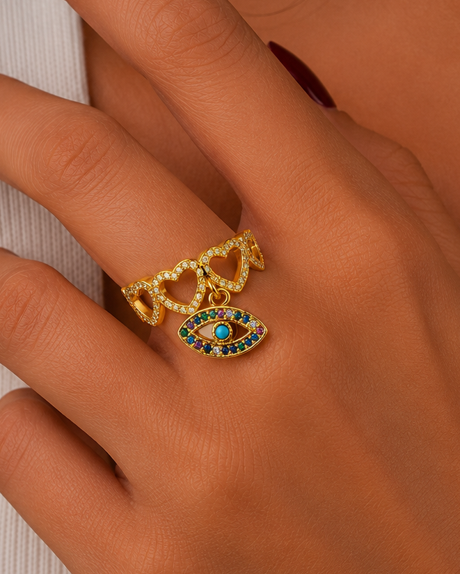 Evil Eye Heart Ring : R256