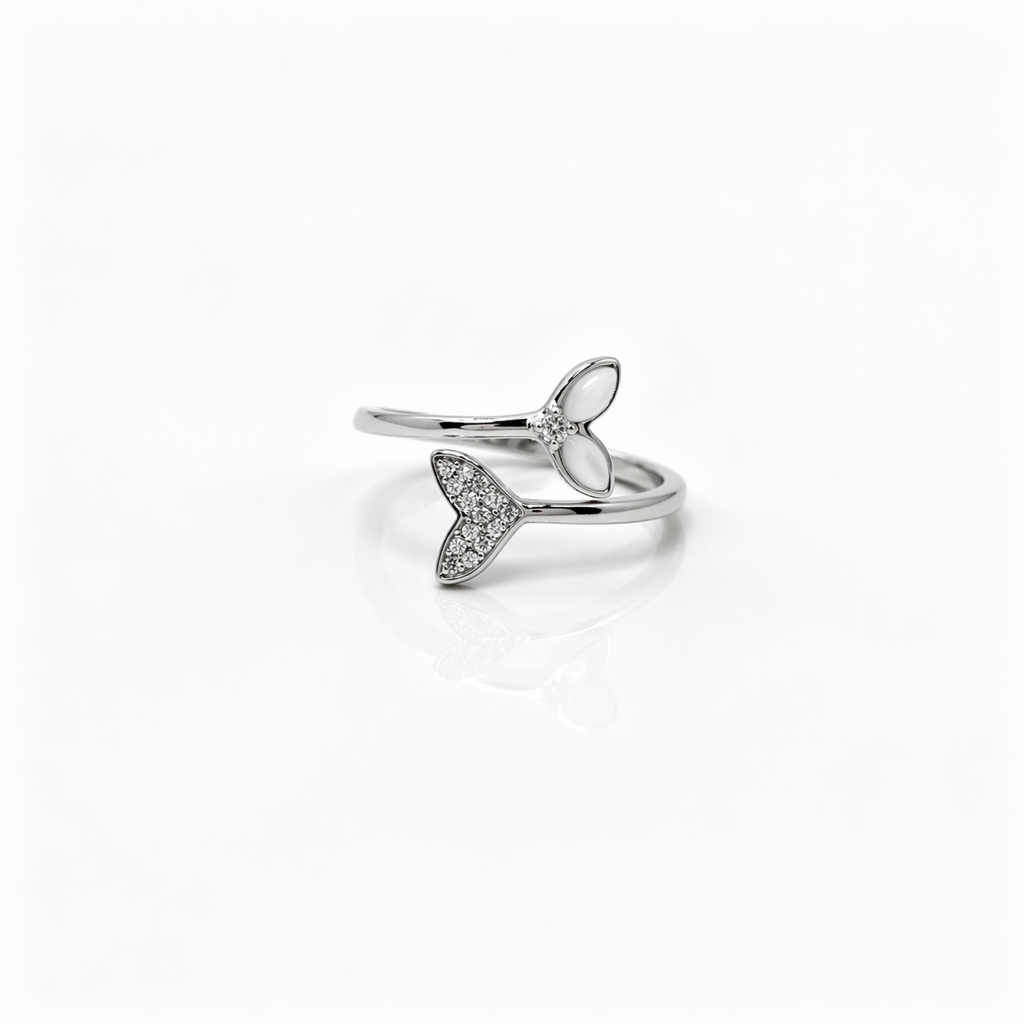 Wave Flow Silver Ring – Trendy Fluid Design Ring For Girls : LRG-110074