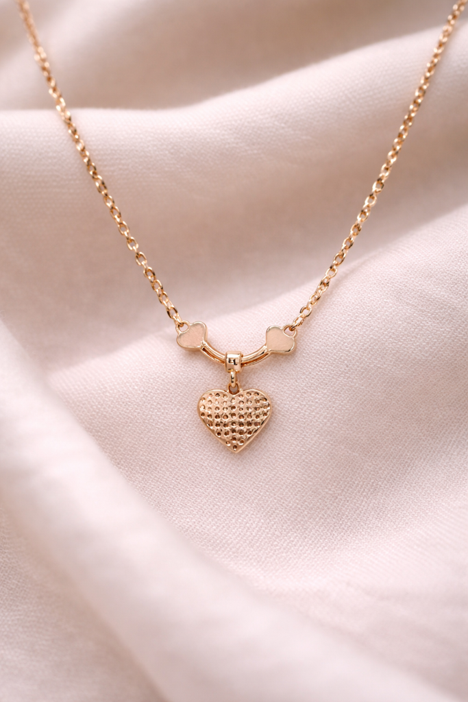 Rose Gold Heart Necklace Gold-Plated Plated Stainless Steel Necklace| Waterproof Chain Pendant | Gifts For Women : AST-neck-08