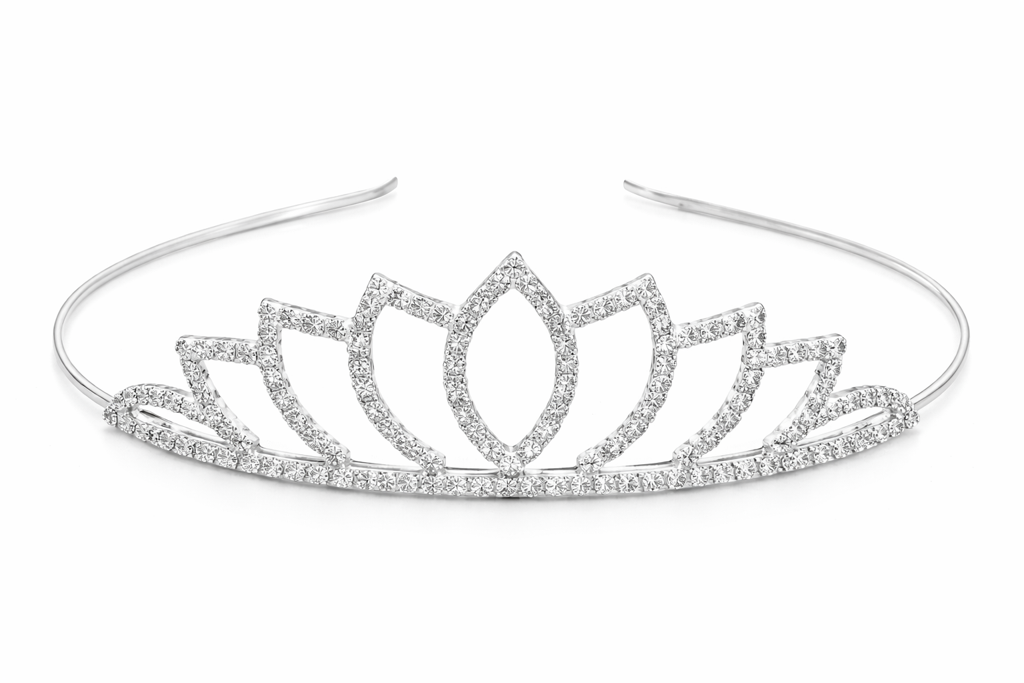 Silver Lotus Crystal Tiara For Women – Elegant Rhinestone Flower Crown Headband For Brides, Weddings, Prom & Page : M4SK-LOTUS