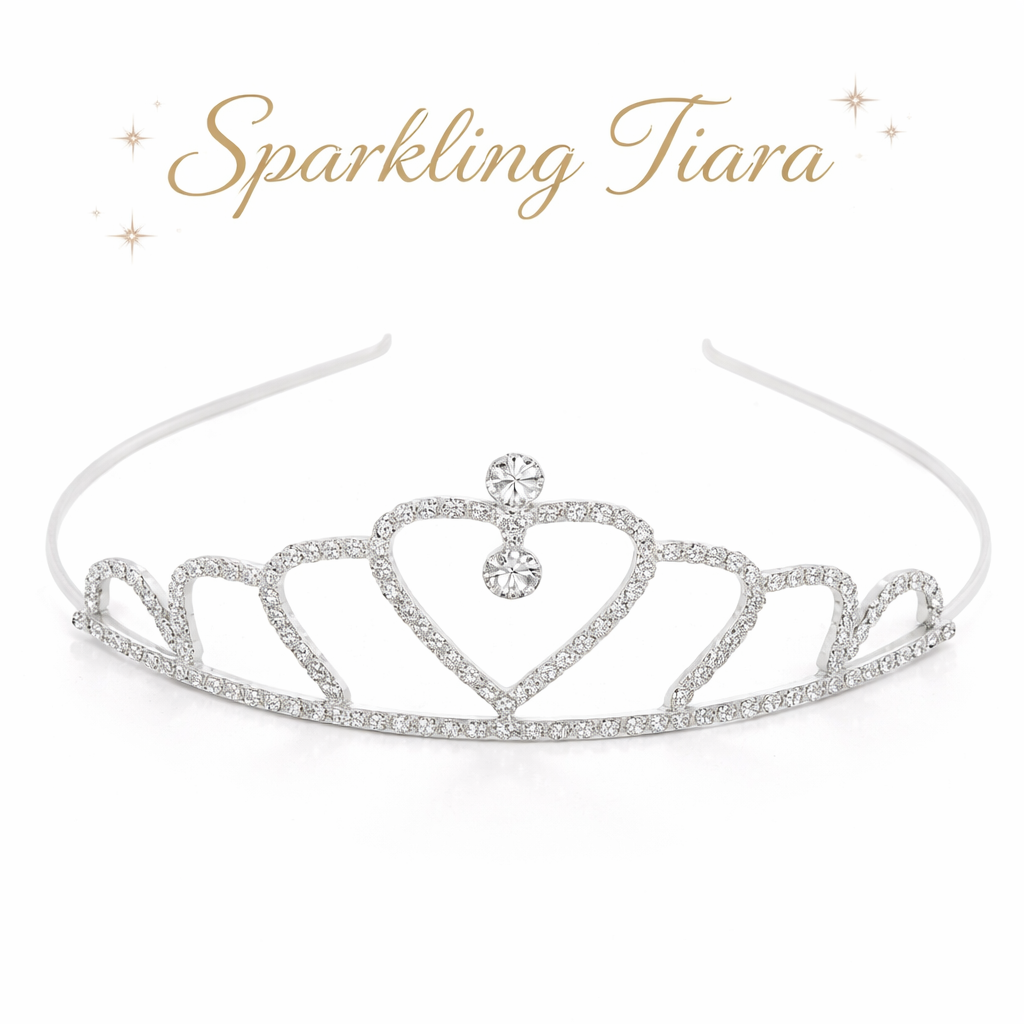 Silver Crystal Tiara For Women || Elegant Rhinestone Flower Crown Headband For Brides, Weddings, Prom & Pageants : M4SK-COMBO