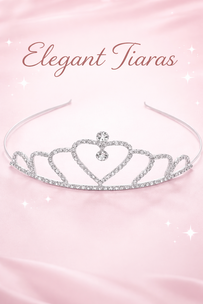 Silver Crystal Tiara For Women || Elegant Rhinestone Flower Crown Headband For Brides, Weddings, Prom & Pageants : M4SK-COMBO