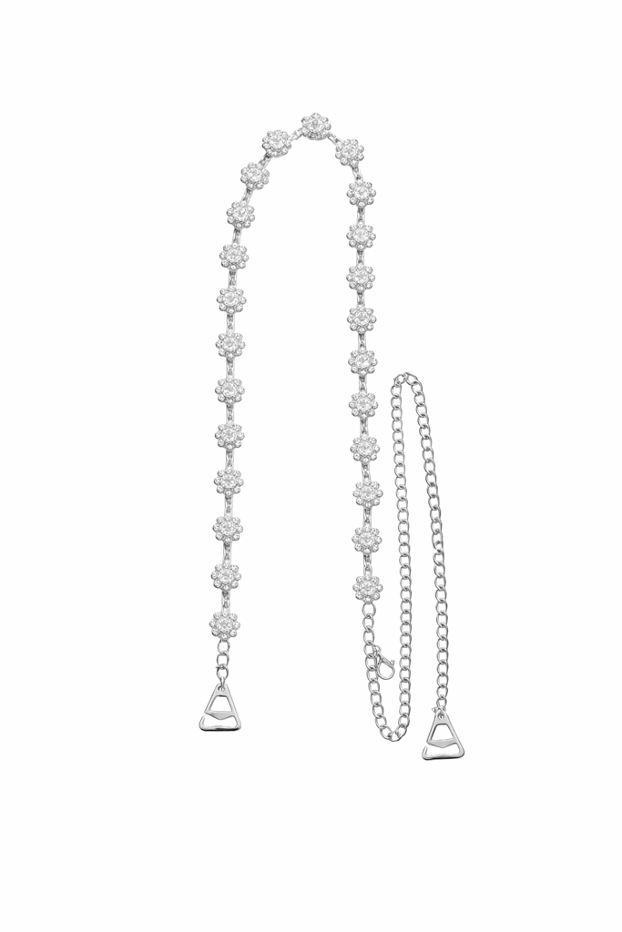 Decorative Rhinestone Bra Straps - Silver Crystal Floral Replacement Straps For Women - Adjustable Non- : M4SK-FLW-SIL-STP-1PC