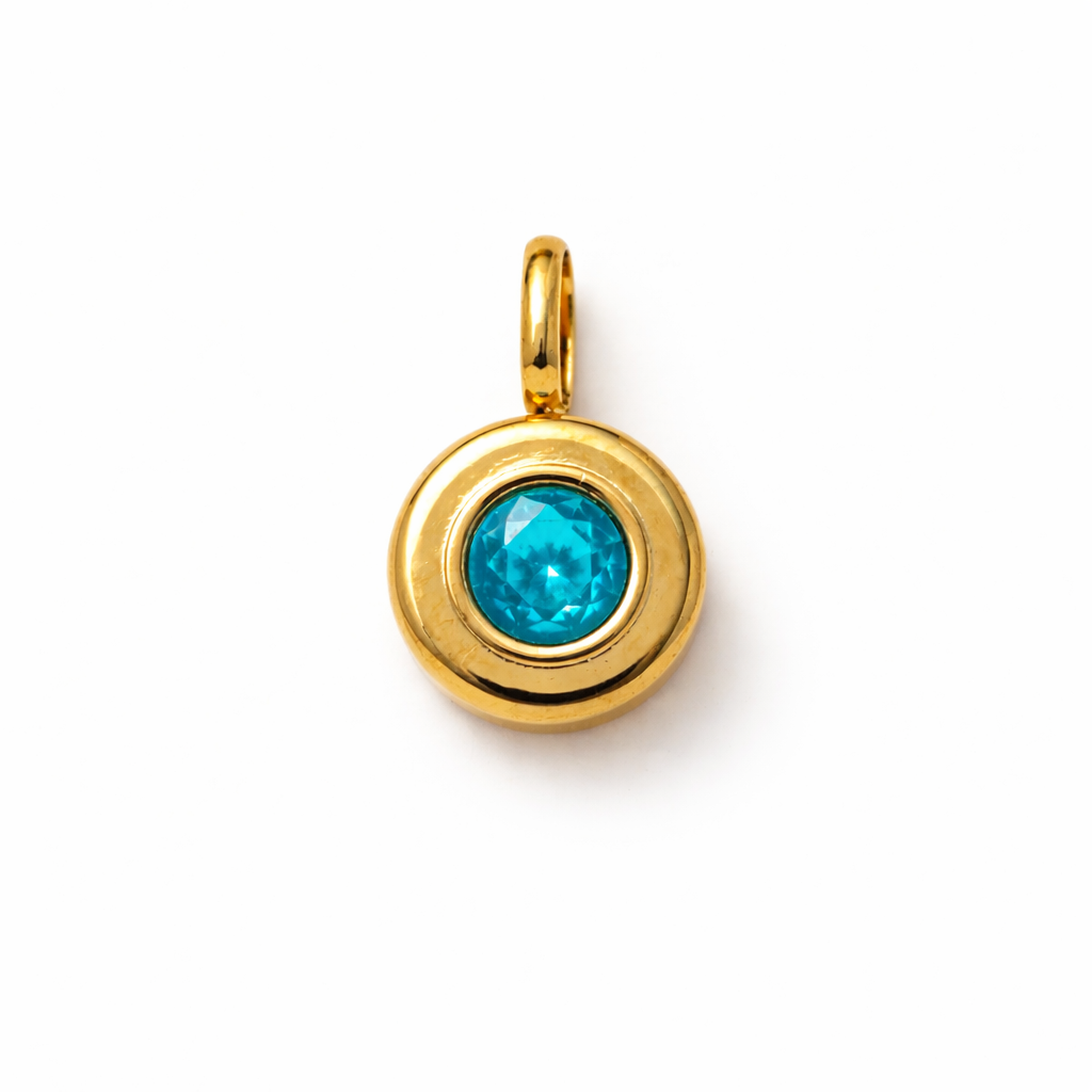 March Birthstone Aquamarine Pendant - Skin Safe, Water-Ready Occasion Wear : 100527