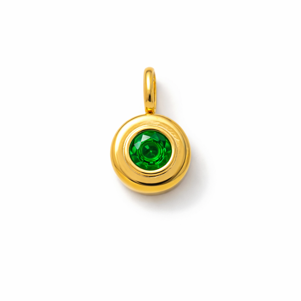 May Birthstone Emerald Pendant - Skin Safe, Statement Party/Occasion Pendant : 100529