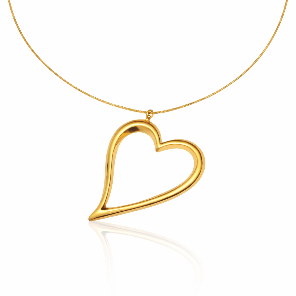 Minimal Love Outline Pendant Necklace - Skin Safe, Everyday Subtle Wear : 100336