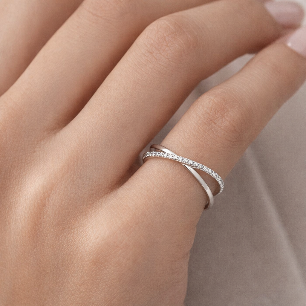 Waterproof Crossover Grace Ring - Skin Safe, Sleek Everyday Office Ring : 1005061