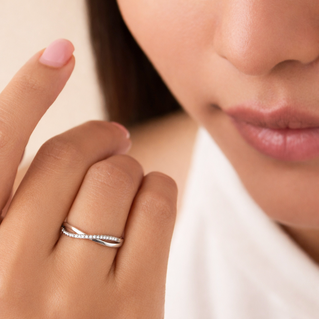 Waterproof Crossover Grace Ring - Skin Safe, Sleek Everyday Office Ring : 1005061