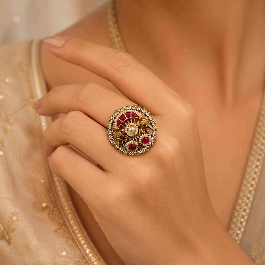 Royal Pachi Kundan Ring : PASR023