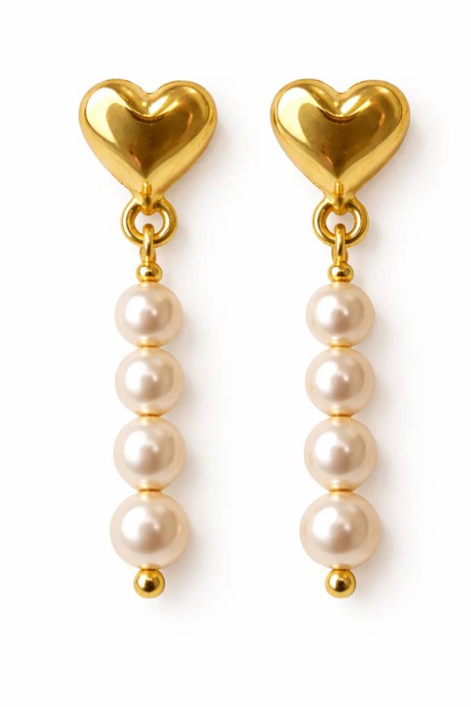 Heart Pearl Drop Earrings : ERG-HRT-PRL-DRP