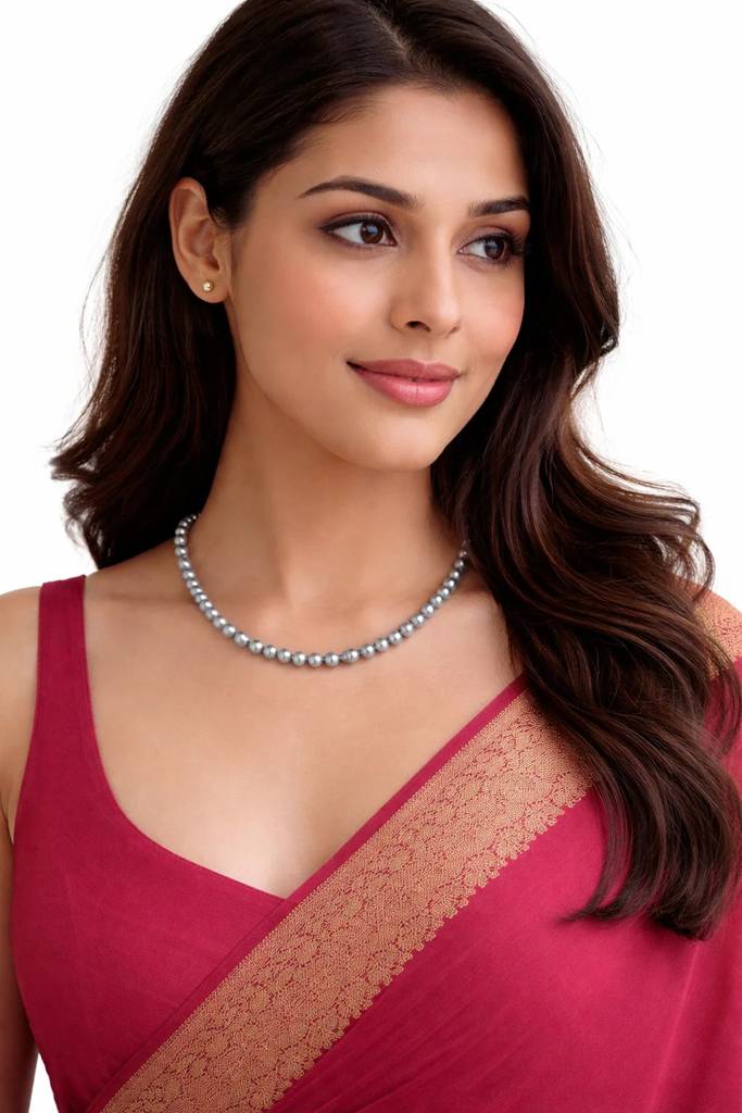 Silver Ash Pearl Necklace : NCK-SGL-SILV-PRL