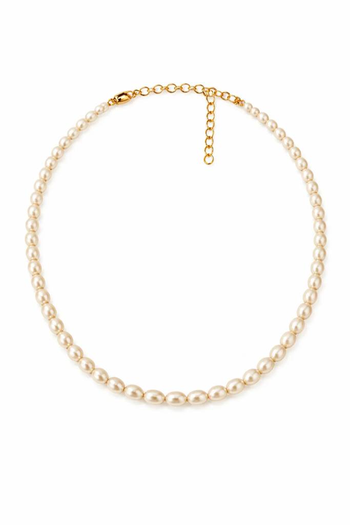 Off White Oval Pearl Necklace : NCK-OFF-WHT-PRL