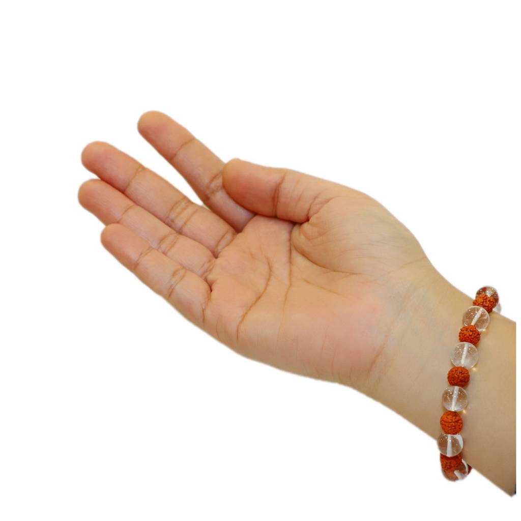Quartz Crystal And Rudraksha Healing Gemstone Bracelet : QUARTAL-RUDRAKSHA-BRACELET