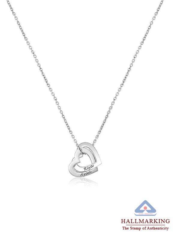 Personalized Interlocking Heart Couple Necklace : CNK03RH