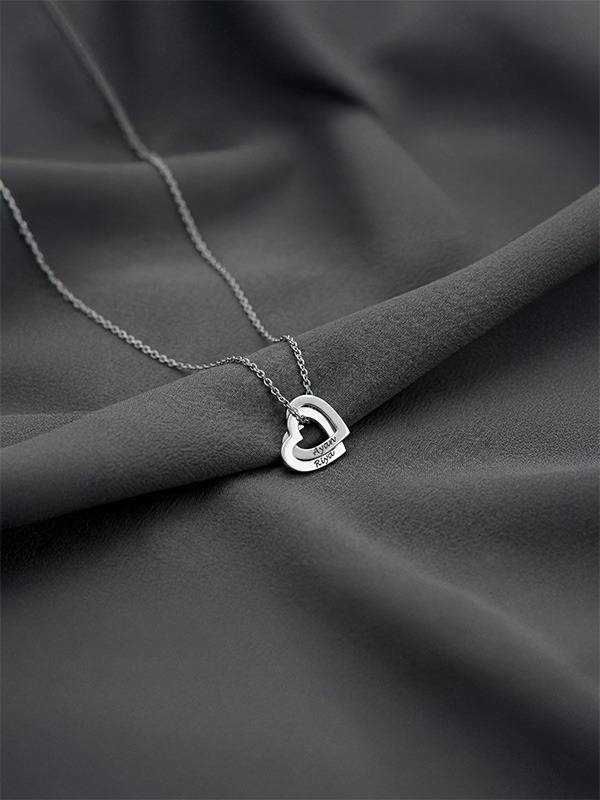 Personalized Interlocking Heart Couple Necklace : CNK03RH
