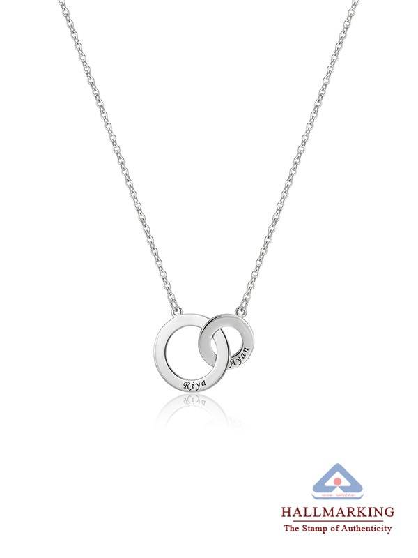 Personalized Interlocking Circle Message Necklace : CNK120SL